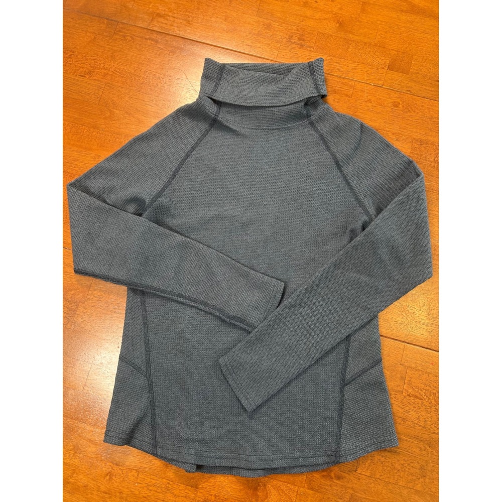 Kuhl Top Womens Medium Blue Waffle Knit Turtleneck Long Sleeve Pullover